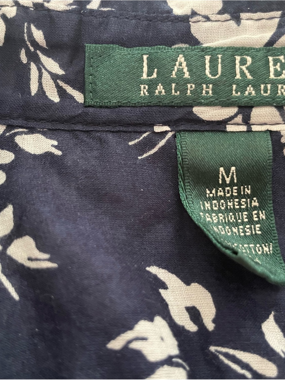 Ralph Lauren Navy and White Floral Button-Down Shirt - Picture 2 of 2